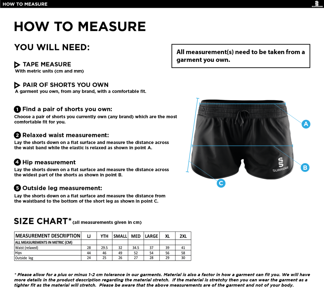 Dual Active Short  - Women's Fit - Size Guide